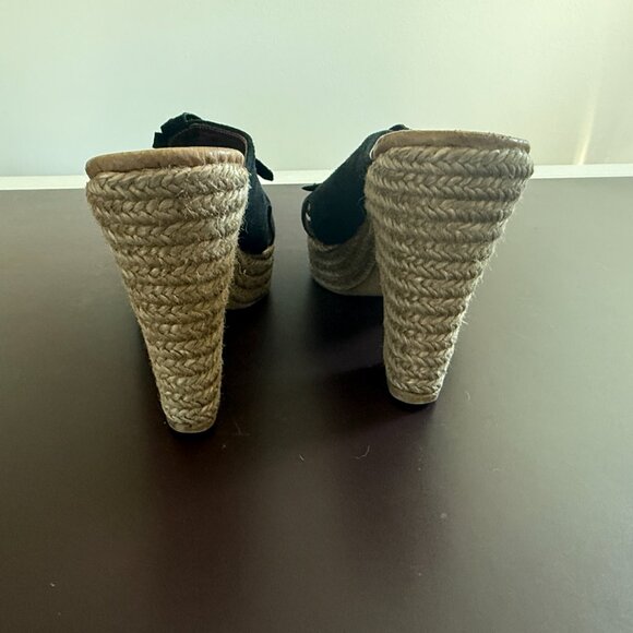 Jaimo Espadrilles x 5th & Row Black Suede Platform Sandals– Size 38 - Picture 5 of 7